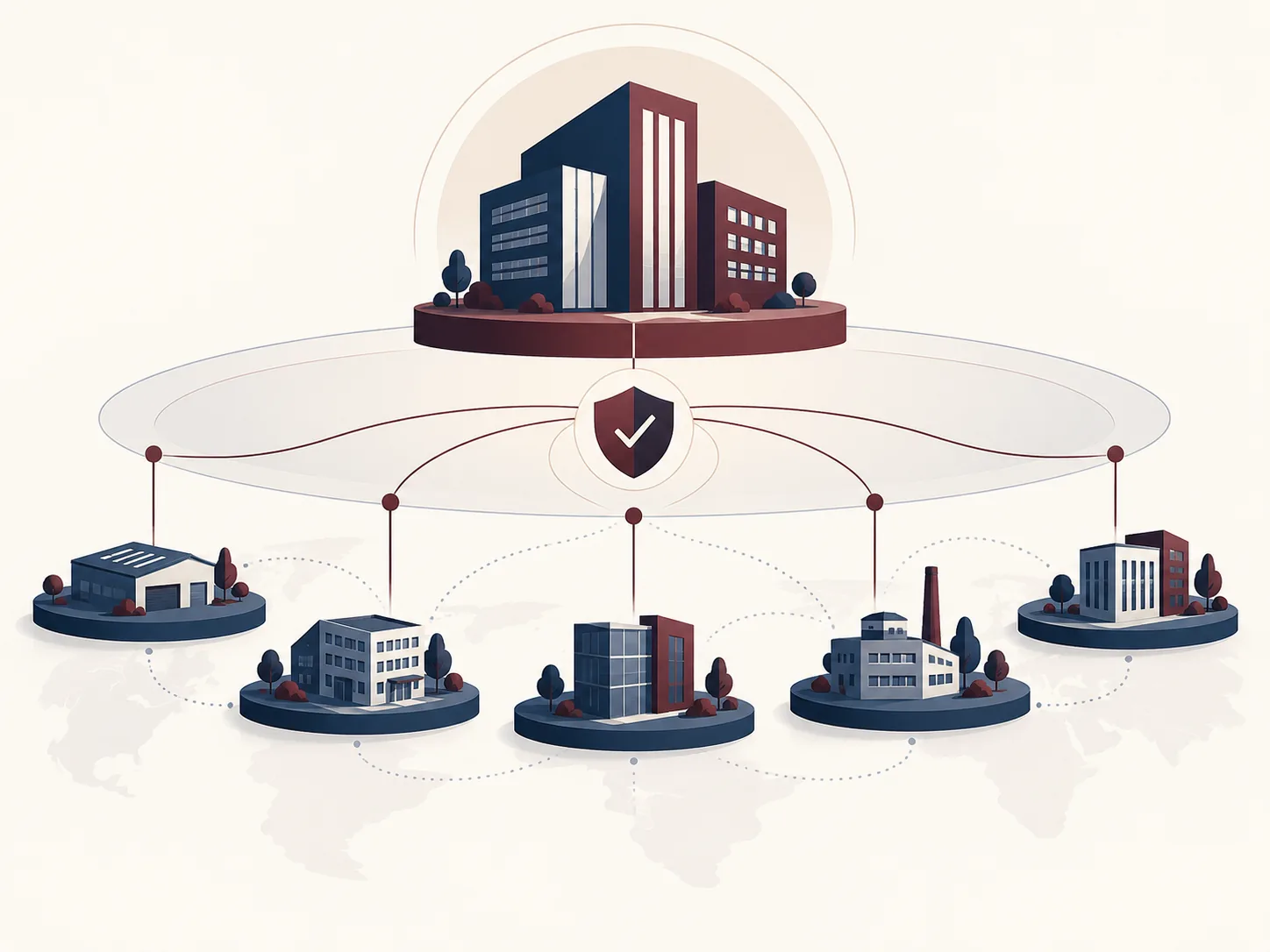 Symbolic illustration of a group structure with connected subsidiaries