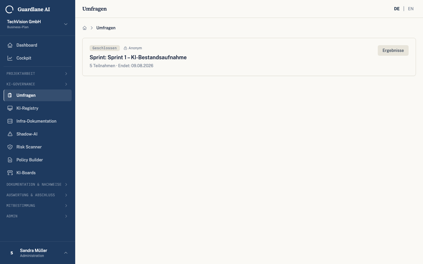 Discovery survey interface