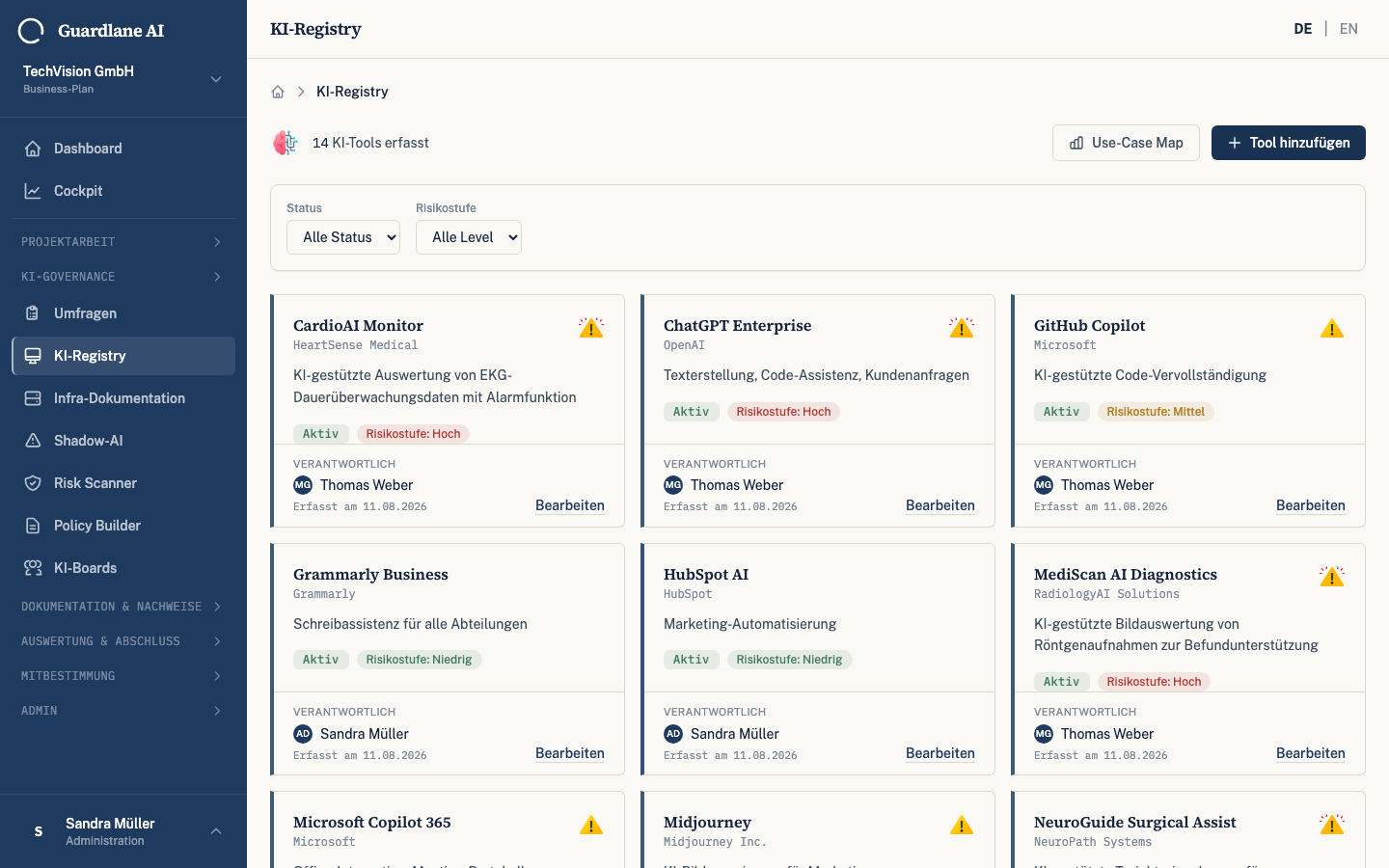 AI infrastructure registry dashboard